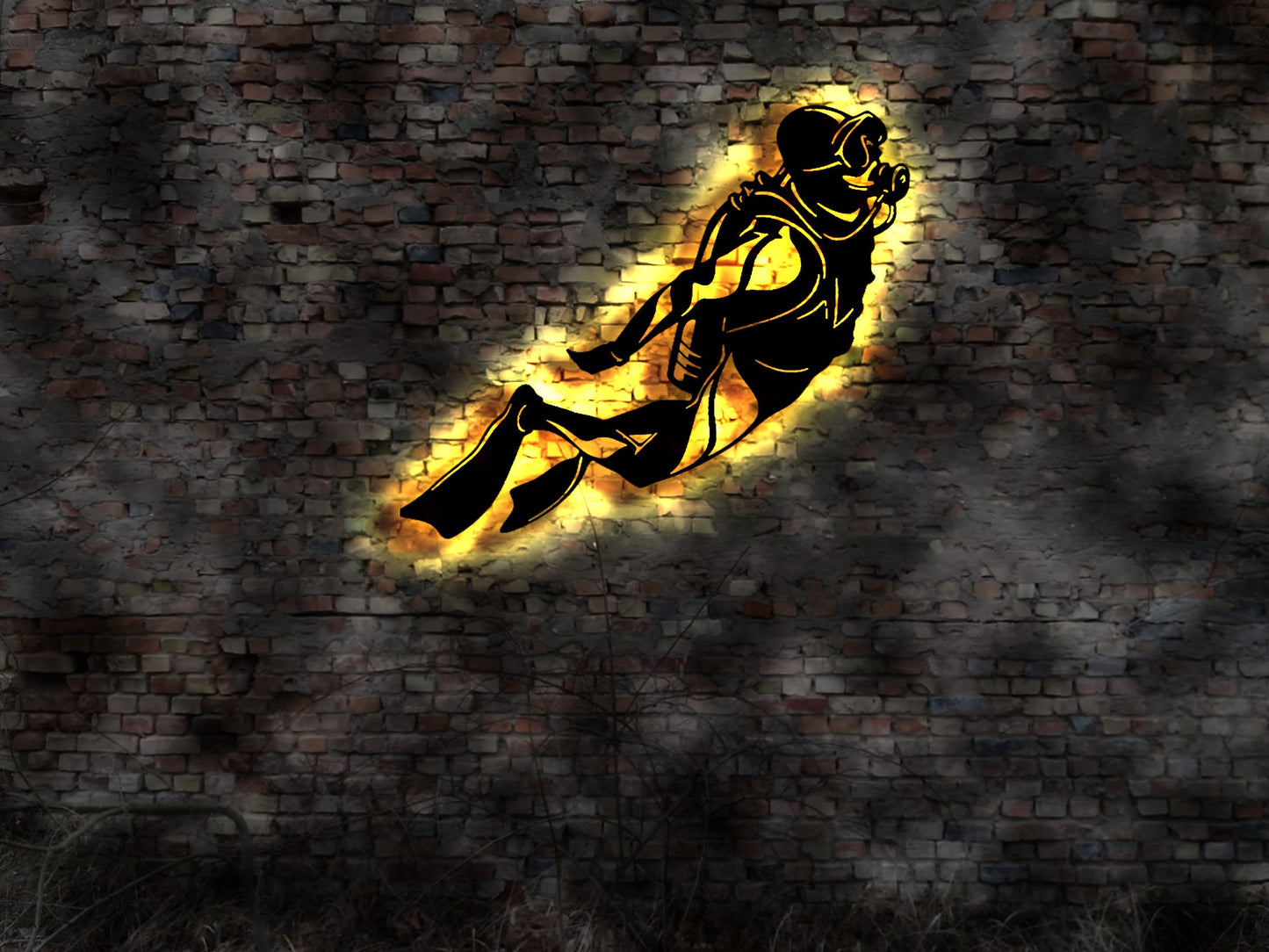 Taucher Taucherausrüstung Taucheranzug Taucherbrille Schnorchel Flossen Wandbild Sauerstoffflasche Taucherflossen Polizeitaucher