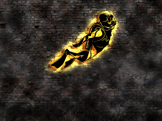 Taucher Taucherausrüstung Taucheranzug Taucherbrille Schnorchel Flossen Wandbild Sauerstoffflasche Taucherflossen Polizeitaucher