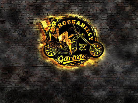 KFZ Werkstatt Schild Reparatur Blechschild Auto Neon sign Neonreklame Buch  Fahne Flagge 3D Aufkleber Motor V8 V6 KFZ Pinup Girl Pin up
