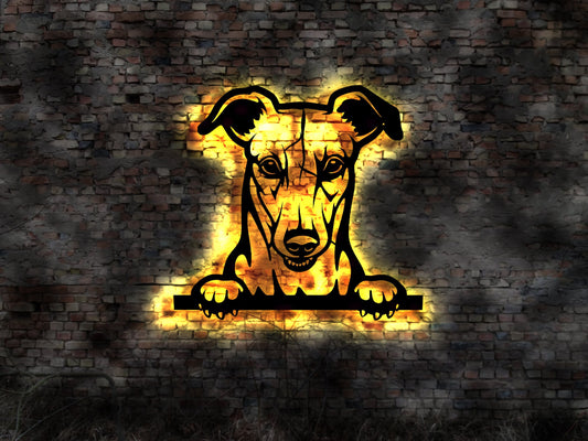 Windhund Wind Hund Sennenhund LED Wandbild aus Holz Welpen Welpe Buch Hund Dog Zucht Züchter Führleine Plüschtier Skulptur Spielzeug