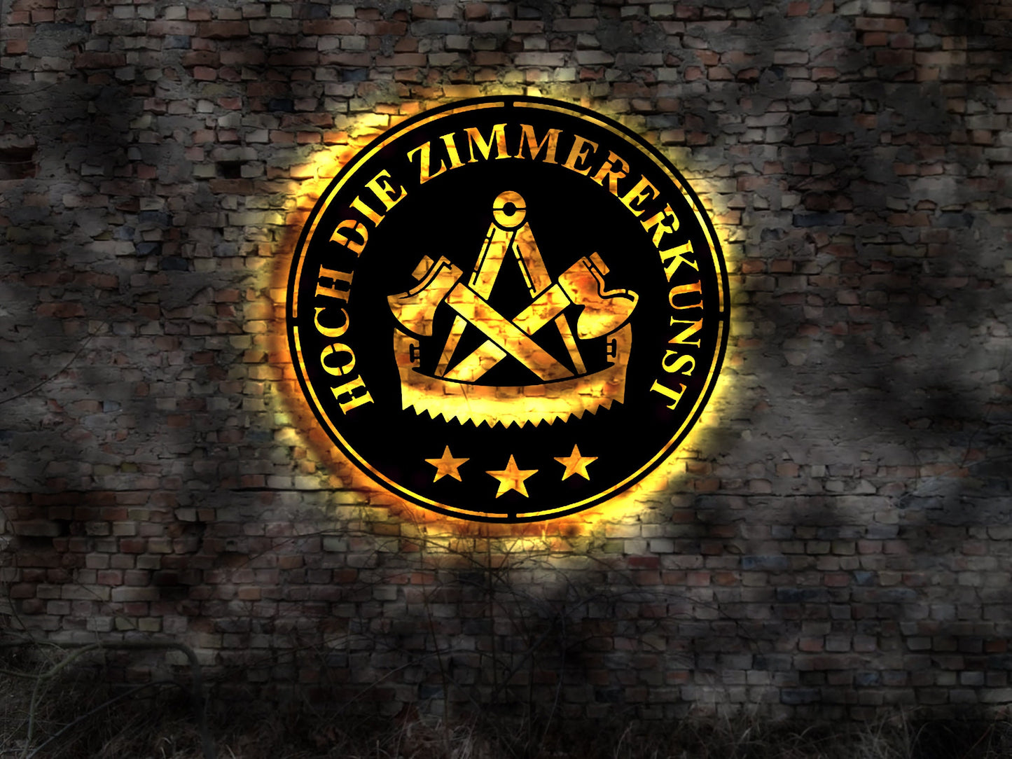 Leuchtreklame Zimmerer Zimmermann Schild no Aufkleber Bild Logo T-shirt Hose Hoch die Zimmererkunst Wappen