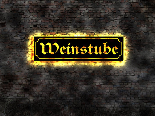 Weinstube Weinkeller  Gasthaus Gaststätte Brauerei Bier Brauset Set Brauer Buch no Neonreklame Leuchtschild Emailschild Vinzer  Neon sign