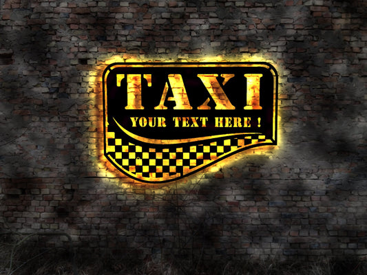 3D Leuchtschild Taxi sign Driver Taxifahrer Gewerbe Aufkleber Zentrale Beruf Genossenschaft Schild Neonschild Neonreklame Neon Modellauto