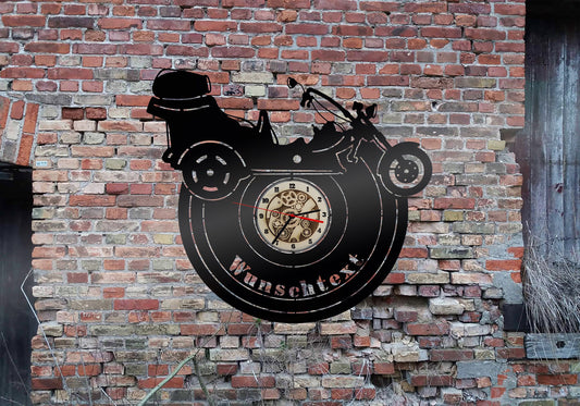 Wanduhr Uhr Holzuhr Uhren Ziffernblatt Trike Quad Bike Chopper Motorrad Biker Aufkleber Buch Werkzeug Bausatz Deko Buch Bike