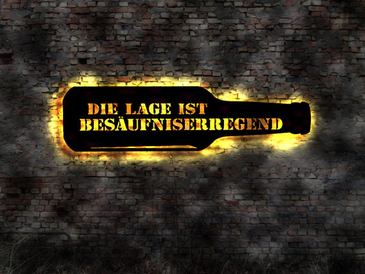 Die Lage ist besäufniserregend  Tresen Saufen Schild no Blechschild sign Saufgelage Sauferei Alkoholvergiftung Biertrinker Braumeister