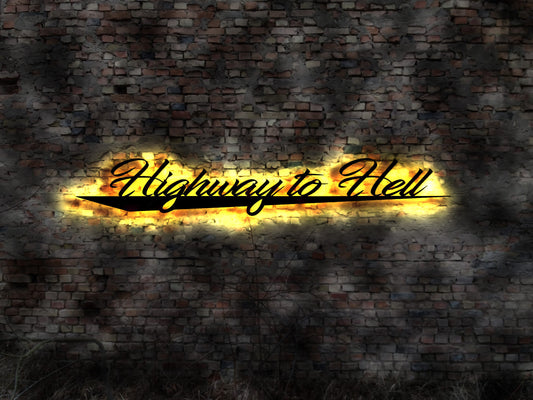 Highway to hell sign Schild no Blechschild  Neon sign LED Metallschild Holzschild Aufkleber Nachtlicht Küche Herzchen