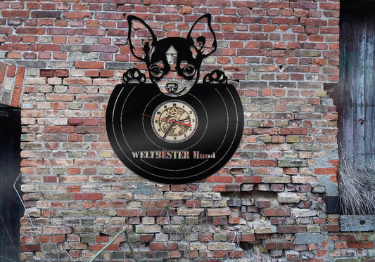 Wanduhr Uhr Holzuhr Uhren Ziffernblatt Clock Holz Armbanduhr Chihuahua Hundezucht Bild  Dog Hund wood wall sign sticker Welpen Welpe