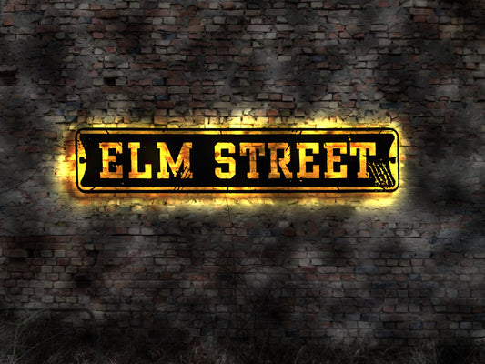 LED Deko Wandbild Schild Elm Street St. Neon sign Neonreklame Cinema Movie Deko sign Vintage Leuchtschild Leuchtreklame Straßenschild