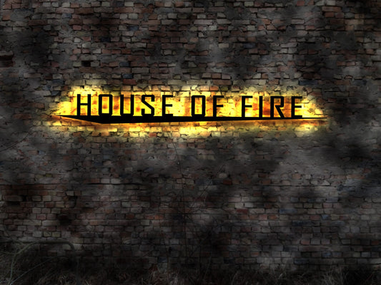 House of Fire  Schild no Blechschild  Neon sign LED Metallschild Holzschild Aufkleber Nachtlicht Küche Herzchen Sticker Aufkleber