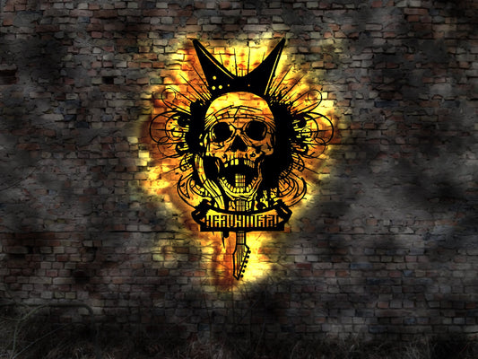 Heavy Metal LED Wandbild Schild no tattoo Aufkleber Autoaufkleber Gitarre Album  Leuchtschild Schild LED Aufkleber Logo Buch Firmenschild