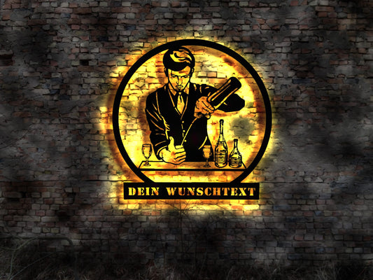 Barkeeper Leuchtreklame Rum Rumflasche Fass  no Gläser  drink bottle Fass Bar Tresen Holzfass  Sammlung zuhause ist wo mein steht shaker