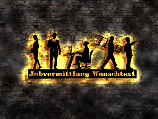 LED Schild Jobvermittlung Vermittler Arbeitsvermittlung  Firmenschild Neonreklame Job Vermittlung  vermitteln