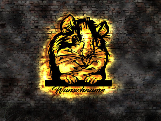 Meerschweinchen 3D LED Wandbild Stall Futter Buch Hasen Stall Gehege Plüschtier Blechschild Leuchtschild Wandsticker Leuchtbild Meerschwein