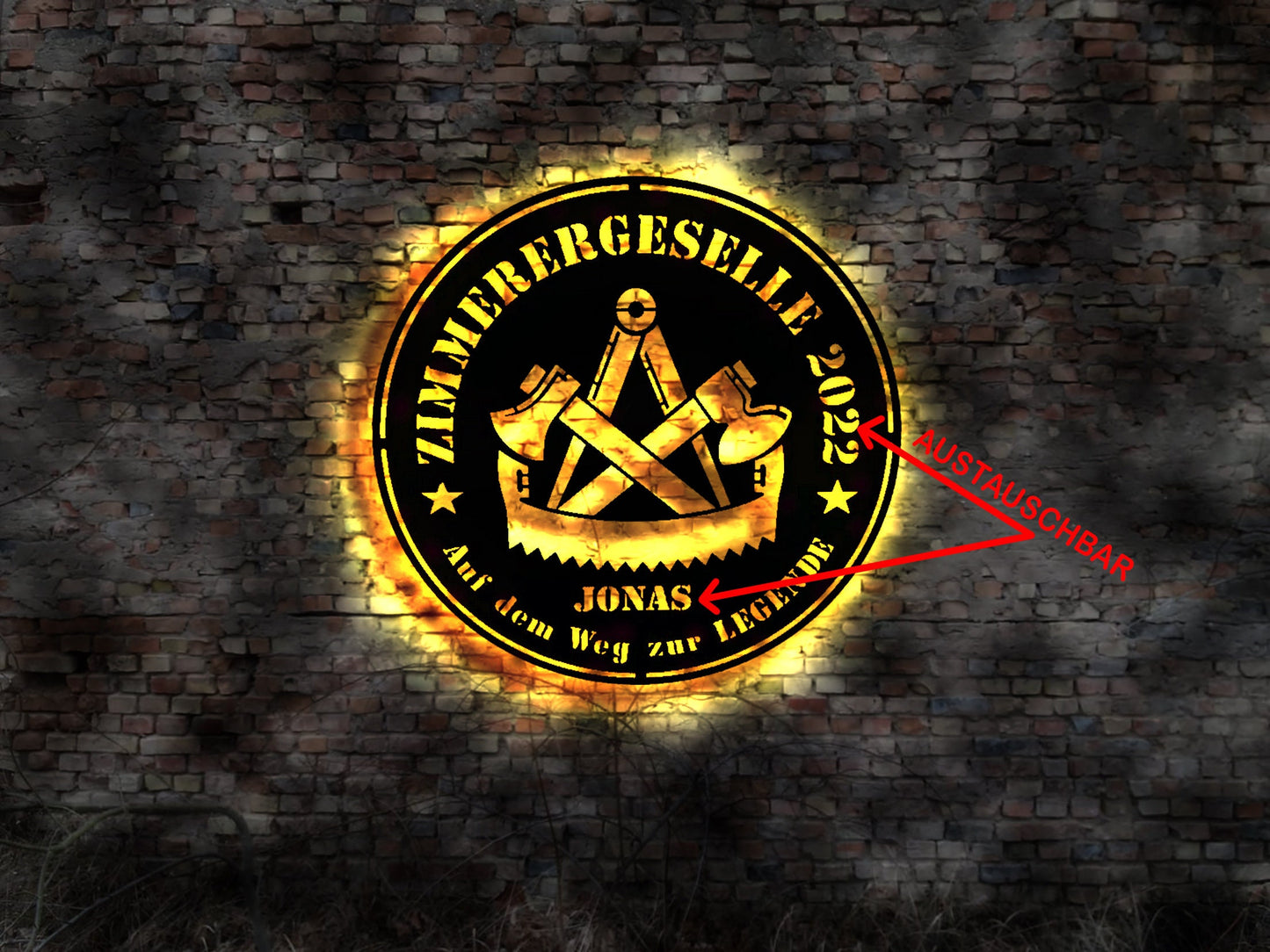 Leuchtreklame Zimmerer Zimmermann Schild no Aufkleber Bild Logo T-shirt Hose Geschenk Idee Gesellenprüfung  Zimmerergeselle Geselle Prüfung