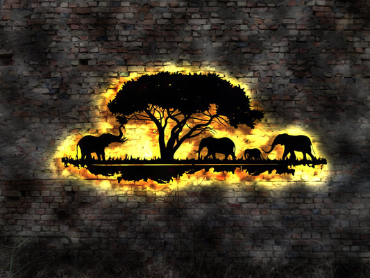 Afrika Tiere   Wandbild Holz Stadt AK Karte Map Stadtplan Wandsticker Leuchtbild Neonreklame Wandtattoo Reiseführer Silhouette