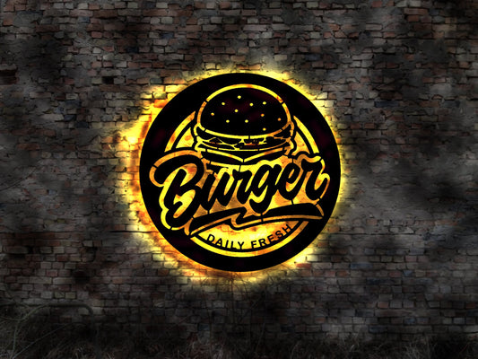 Burger Imbiss Fast food Pizza Display Aufkleber Wandtattoo Blechschild Leuchtschild Wandsticker Leuchtbild Neonreklame Neon sign
