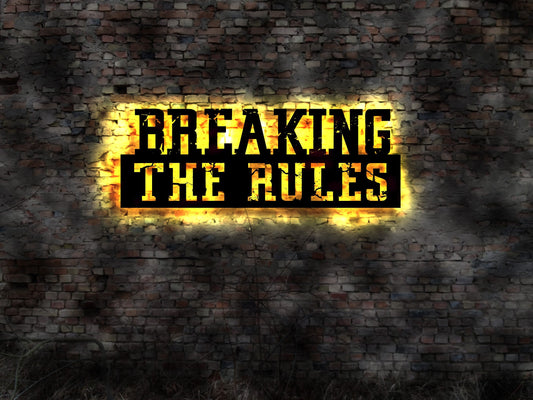LED Leuchtschild Breaking the Rules Leuchtreklame Sport Sportler Fitnessstudio Schild Neonreklame Werbeschild Motivation