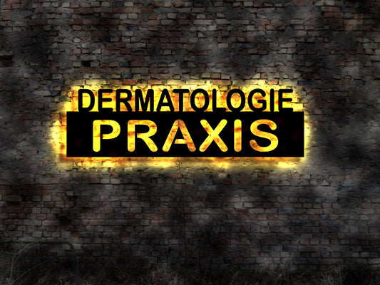 Wandtattoo Wandaufkleber Schild Hautarzt Dermatologe Dermatologie Leuchtschild Haut Medizin Medikamente Behandlungsmethode Hautalterung Buch