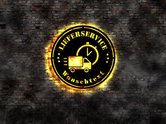 Lieferservice Lieferung Schild food Pizza Display Aufkleber Wandtattoo Blechschild Leuchtschild Wandsticker Leuchtbild Neonreklame Neon sign