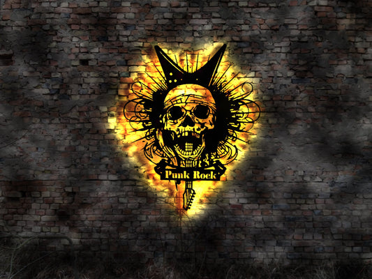 Punk Rock LED Wandbild Schild no tattoo Aufkleber Autoaufkleber Gitarre Album  Leuchtschild Schild LED Aufkleber Logo Buch Firmenschild