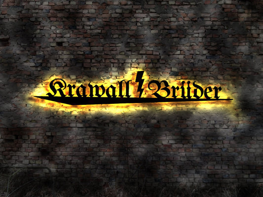 Krawall Brüder  Leuchtschild Leuchtreklame Schild  Wand Schild Neonreklame sign no Blechschild LED beleuchtet  Schriftzug