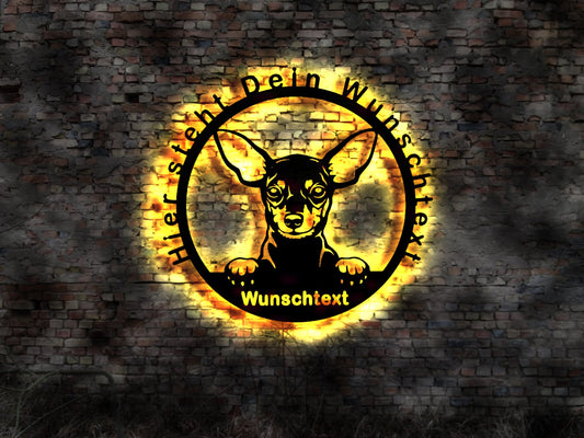 Verein Zuchtverein Miniaturpinscher Pinscher Zwergpinscher LED Wandbild aus Holz Welpen Welpe Buch Hund Dog Zucht Züchter Führleine