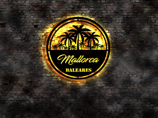 3D LED Deko Mallorca Baleares Spanien Spain Reiseführer Wandtattoo Skyline Aufkleber Buch Tropic Island Silhouette Kühlschrankmagnet Paradis