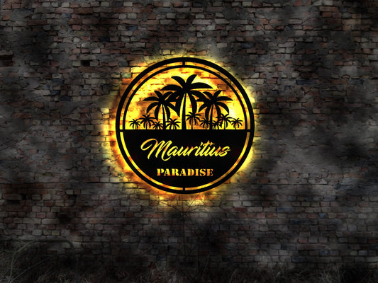 3D LED Deko Mauritius Insel Island Reiseführer Wandtattoo Skyline Aufkleber Buch Tropic Island Silhouette Kühlschrankmagnet Paradis