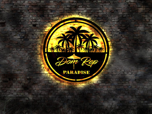 3D LED Deko Dom Rep Dominikanische Republik Reiseführer Wandtattoo Skyline Aufkleber Buch  Island Silhouette  Insel Urlaub buchen Reise