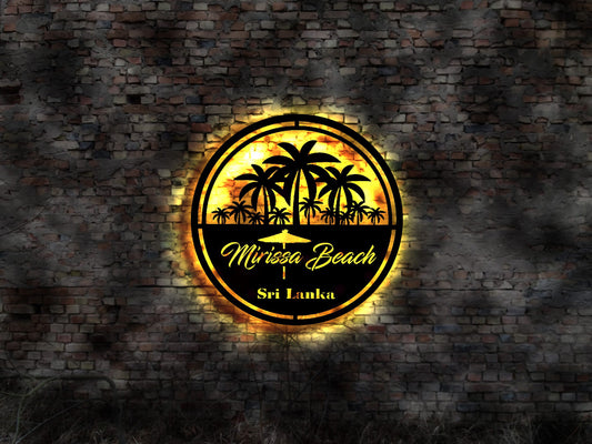 3D LED Deko Mirissa Beach Sri Lanka Reiseführer Wandtattoo Skyline Aufkleber Buch  Island Silhouette  Insel Urlaub buchen Reise