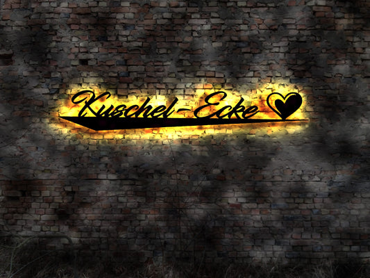 LED Leuchtreklame Schild Kuschelecke Kuschel-Ecke Kuschelzone kuscheln Zone Kuschel  Dekoartion Holz Kreative Beleuchtung Wandtattoo Sign