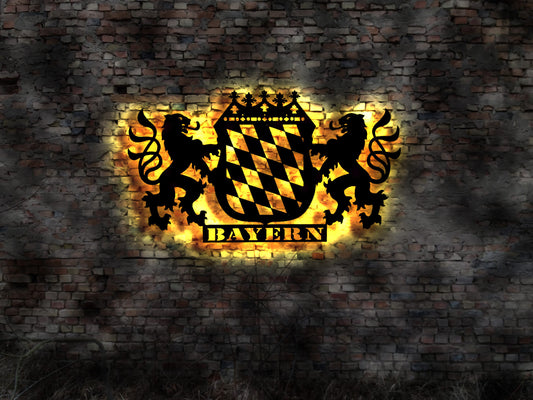 Bayern Wappen LED Leuchtschild no Glasdekor KFZ-Aufkleber Symbol Wandtattoo sign Freistaat Bundesland Karte Map Leuchtreklame Schild