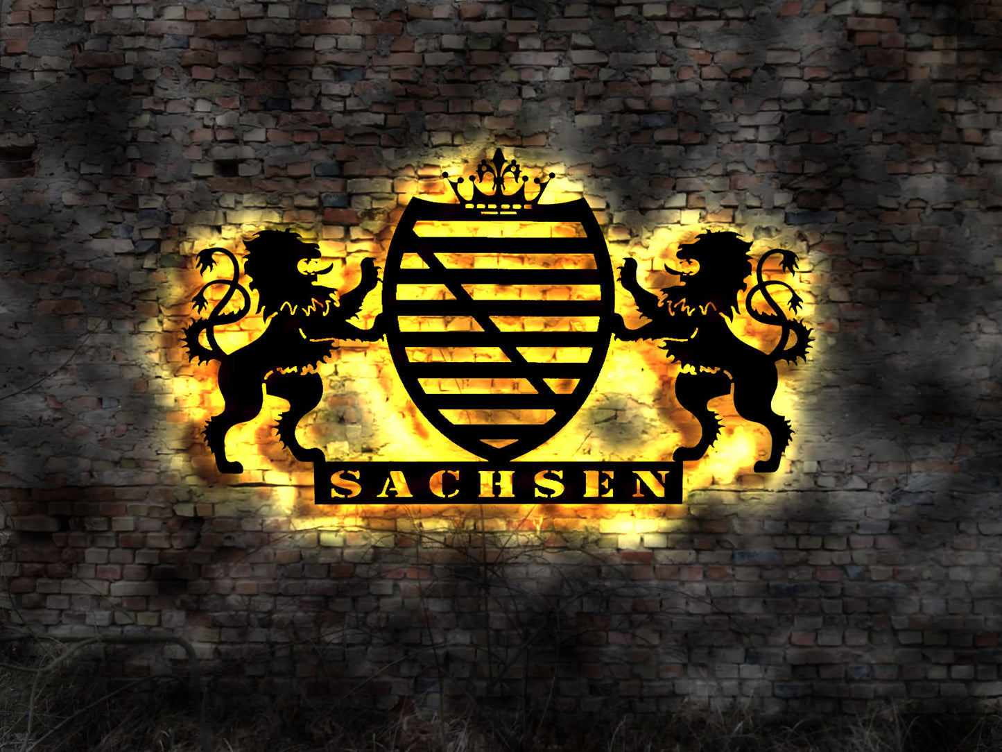 Sachsen  Wappen LED Leuchtschild no Glasdekor KFZ-Aufkleber Symbol Wandtattoo sign Freistaat Bundesland Karte Map Leuchtreklame Schild