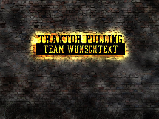 Traktor Pulling   Leuchtschild Reklame no Neon   Leuchtschild Bardeko Barschild Barbeleuchtung Treker Gewichte ziehen tuninen Tuning T-shirt