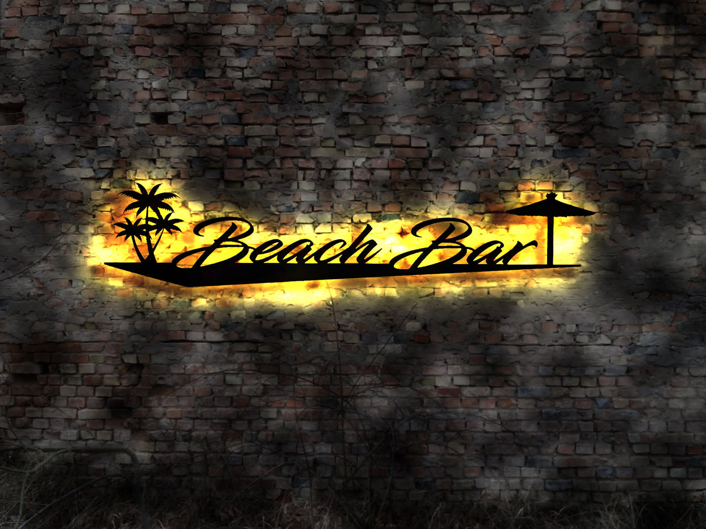 Schild LED sign  Pfeil To Beach Retro no Neon sign Blechschild Club Wegweiser  Strand Strandkorb weisser Sand Urlaub Bar Meer Palm Bambus