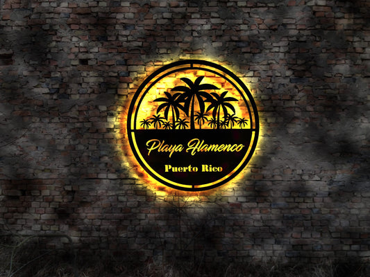 3D LED Deko Playa Flamenco Puetro Rico Reiseführer Wandtattoo Skyline Aufkleber Buch  Island Silhouette  Insel Urlaub buchen Reise