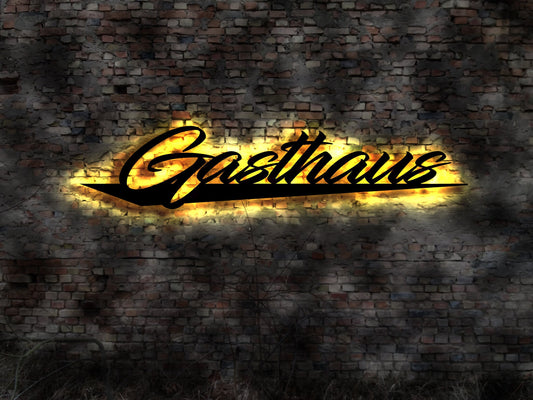 Gaststube  Gasthaus Gaststätte Restaurant Hotel Pension  Brauer Buch no Neonreklame Leuchtschild Emailschild Schild altes Reklame  Neon sign