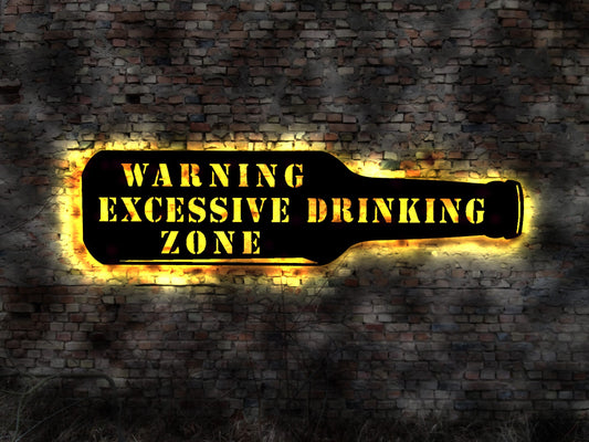 Warning Excessive Drinking Zone Beer Tresen Saufen Schild no Blechschild sign Saufgelage Sauferei Alkoholvergiftung Biertrinker Braumeister