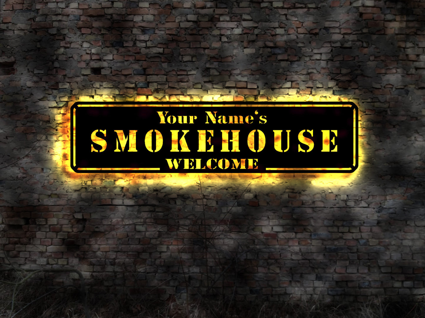 LED Schild Smokehouse sign Leuchtreklame Schilder  custom made Rauch Qualm räuchern BBQ Räucherware Fleisch Räucherfisch geräuchert