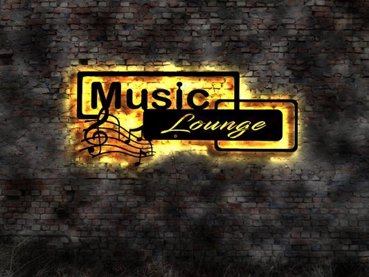 Music Lounge Leuchtreklame Musikschule Schild Noten Ständer Gitarre Gitarrenunterricht Buch Bild Neonreklame Schild Wandlampe LED Wandbild