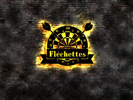 LED pancarte balais emblème logo casquette t-shirt cadeau flechettes harrows fléchettes