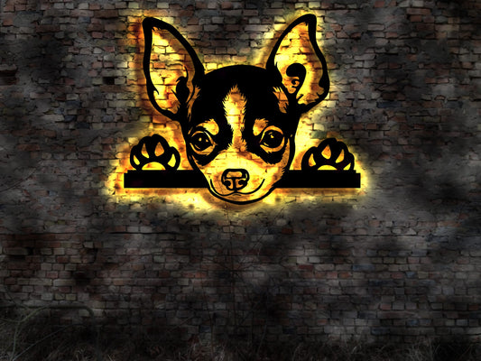 3D LED Chihuahua Aufzucht  Logo Welpen Welpe Buch Hund Dog Zucht Züchter Geschirr Futternapf Leine Leckerlies Halsband Stoffhund Chien