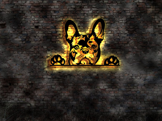 3D LED Französiche Bulldogge Logo Welpen Welpe Buch Hund Dog Zucht Züchter Geschirr Futternapf Leine Leckerlies Bulldog français Halsband