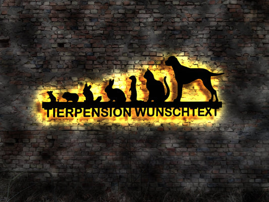 LED Schild Tierpension Tierheim Logo Schild Werbung Tier Arzt Leuchtschild Hund Katze Kleintiere Tisch Dokto Animal Helfer Praxis