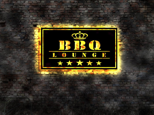 3D LED Wandbild Leuchtreklame Steak House Gaststätte BBQ Neon sign Schild Bild Gastro Grill Blechschild Wandtattoo Bild Imbiss Grillwagen