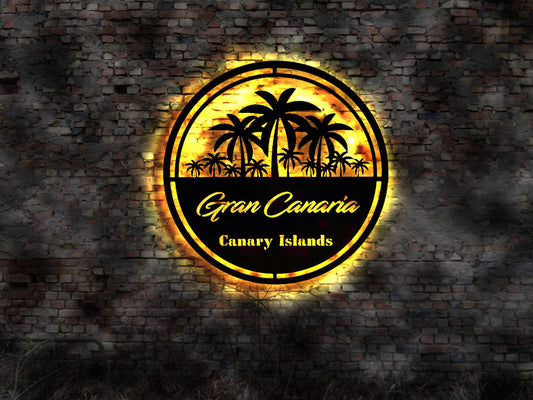 3D LED Deko Canary Islands Gran Canaria  Spanien Spain Reiseführer Wandtattoo Skyline Aufkleber Buch Tropic Island Silhouette  Paradis