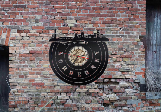 Wanduhr Uhr Holzuhr Uhren Ziffernblatt Skyline Norderney Nordsee  Stadt  Karte Map Wandsticker Leuchtbild Neonreklame Wandtattoo Reiseführer