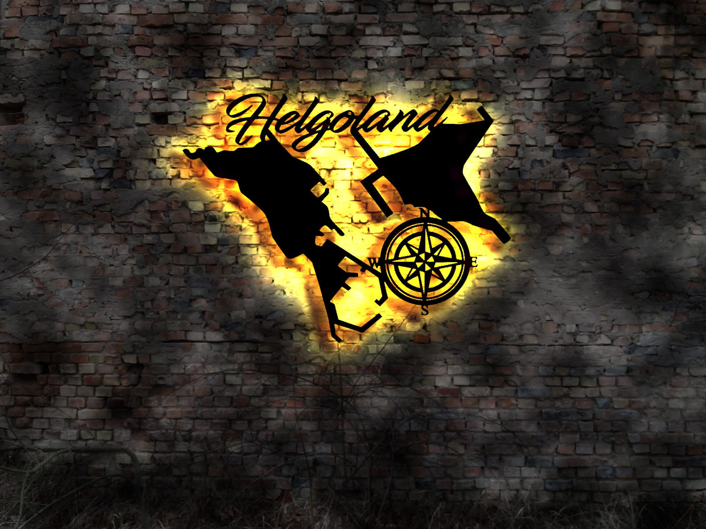 Skyline Helgoland Nordsee  Urlaub  LED Wandbild Holz Stadt AK Karte Map Wandsticker Leuchtbild Autoaufkleber Inselaufkleber Auto Silhouette