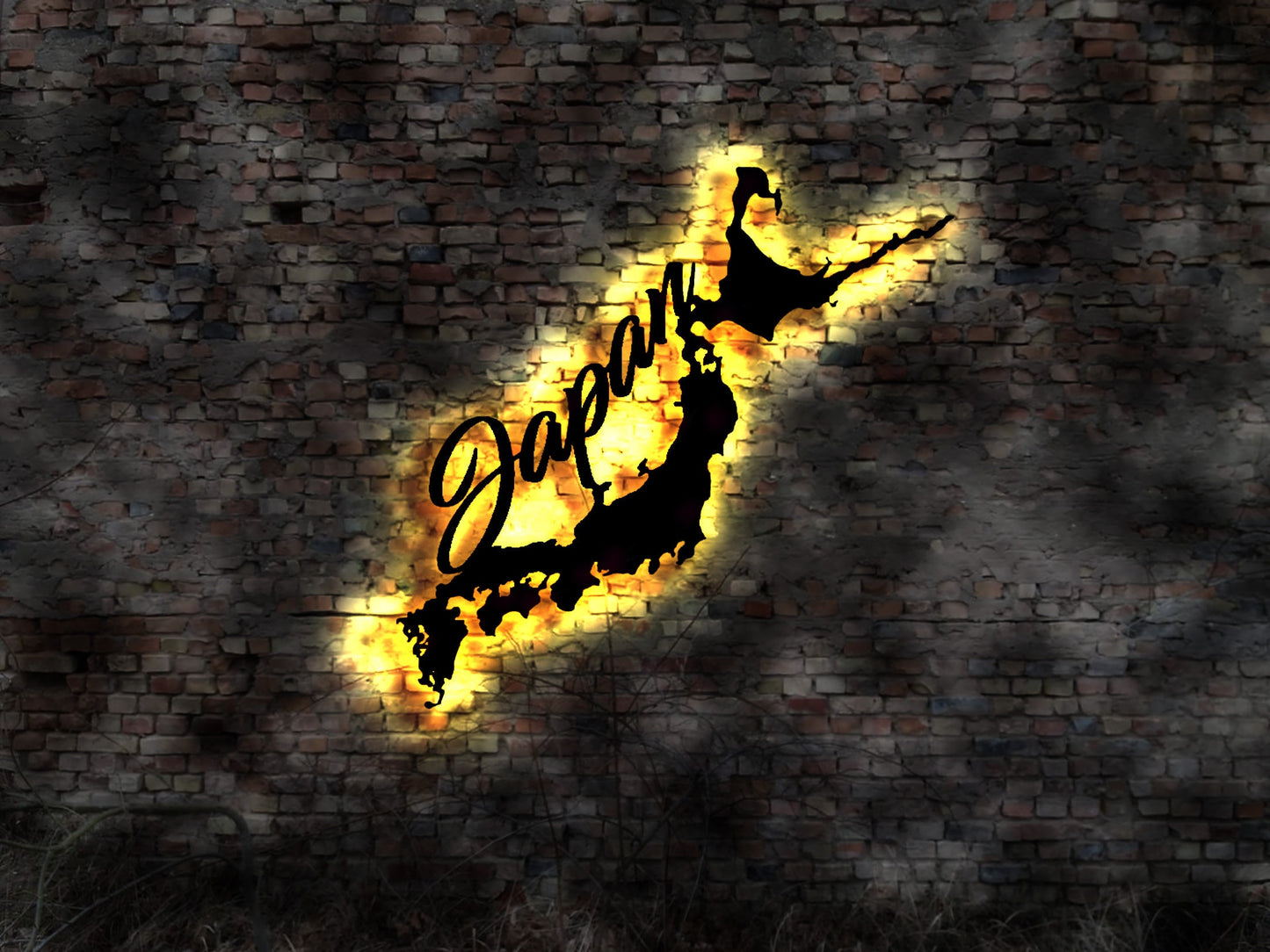 Skyline Japan japanese food  LED Wandbild Holz Stadt AK Karte Map Wandsticker Leuchtbild Neonreklame Wandtattoo Reiseführer Silhouette Ozean