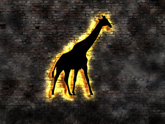 Giraffentier 3D Wandbild  Zoo light sign